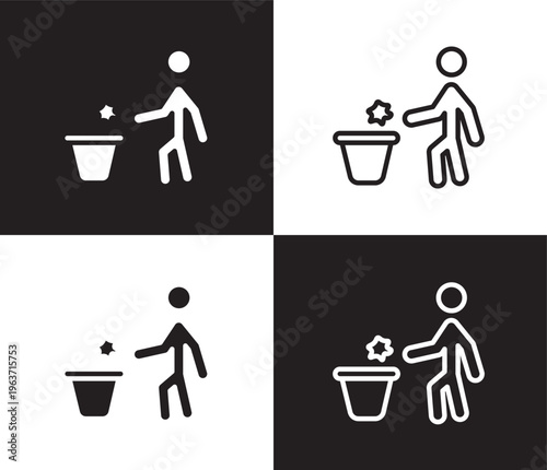 throw icon. Outline and filled throw icon from Hygiene and Sanitation collection. Thin line and Solid vectors isolated on black, white background. Editable throw symbol