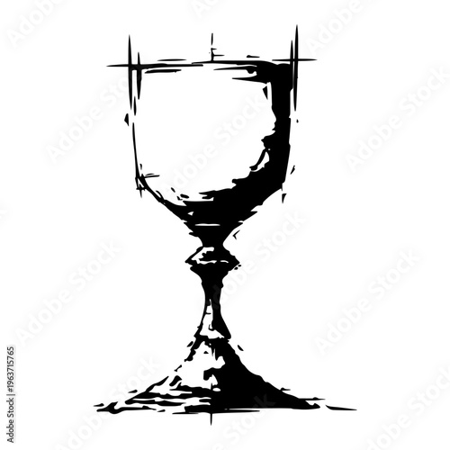 Minimalist ink sketch of a holy chalice or communion cup