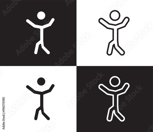 man dancing icon. Outline and filled man dancing icon from humans and behavior collection. Thin line and Solid vectors isolated on black, white background. Editable man dancing symbol