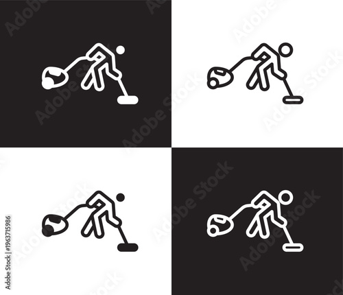 vacuum cleaning icon. Outline and filled vacuum cleaning icon from humans and behavior collection. Thin line and Solid vectors isolated on black, white background. Editable vacuum cleaning symbol