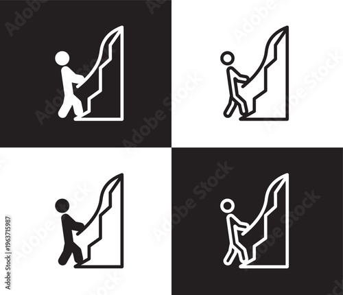 mountain climb icon. Outline and filled mountain climb icon from humans and behavior collection. Thin line and Solid vectors isolated on black, white background. Editable mountain climb symbol