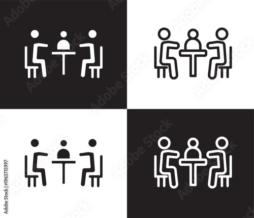 business meeting icon. Outline and filled business meeting icon from humans and behavior collection. Thin line and Solid vectors isolated on black, white background. Editable business meeting symbol