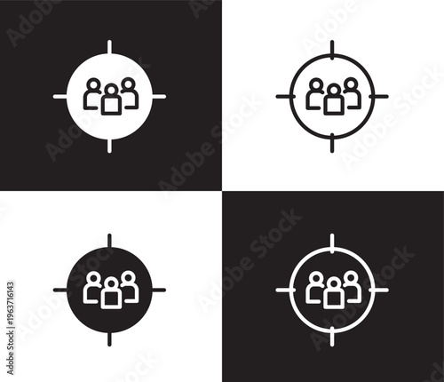 target audience icon. Outline and filled target audience icon from Human Resources collection. Thin line and Solid vectors isolated on black, white background. Editable target audience symbol