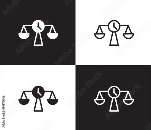 time balance icon. Outline and filled time balance icon from Human Resources collection. Thin line and Solid vectors isolated on black, white background. Editable time balance symbol