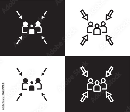 meeting point icon. Outline and filled meeting point icon from Human Resources collection. Thin line and Solid vectors isolated on black, white background. Editable meeting point symbol