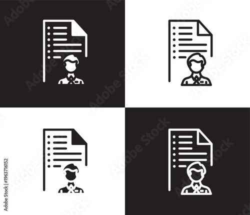 job application icon. Outline and filled job application icon from Human Resources collection. Thin line and Solid vectors isolated on black, white background. Editable job application symbol