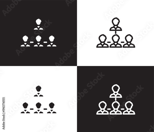 company structure icon. Outline and filled company structure icon from Human Resources collection. Thin line and Solid vectors isolated on black, white background. Editable company structure symbol