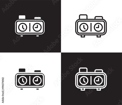 chess clock icon. Outline and filled chess clock icon from Human Resources collection. Thin line and Solid vectors isolated on black, white background. Editable chess clock symbol