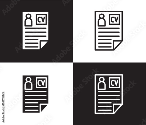 curriculum vitae icon. Outline and filled curriculum vitae icon from Human Resources collection. Thin line and Solid vectors isolated on black, white background. Editable curriculum vitae symbol