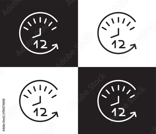 12 hours icon. Outline and filled 12 hours icon from Human Resources collection. Thin line and Solid vectors isolated on black, white background. Editable 12 hours symbol