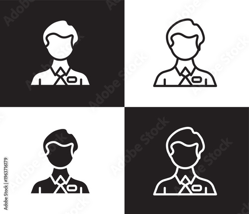 employee icon. Outline and filled employee icon from Human Resources collection. Thin line and Solid vectors isolated on black, white background. Editable employee symbol