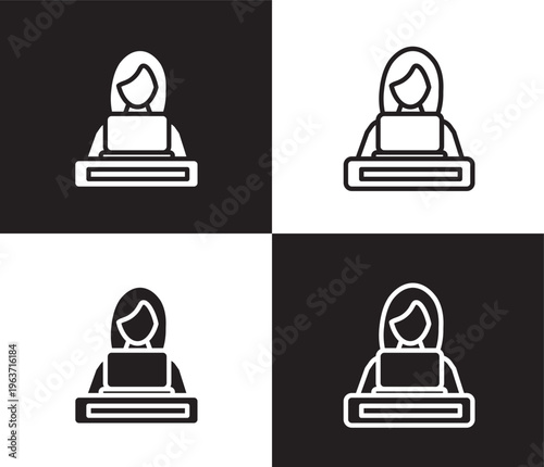 working icon. Outline and filled working icon from Human Resources collection. Thin line and Solid vectors isolated on black, white background. Editable working symbol