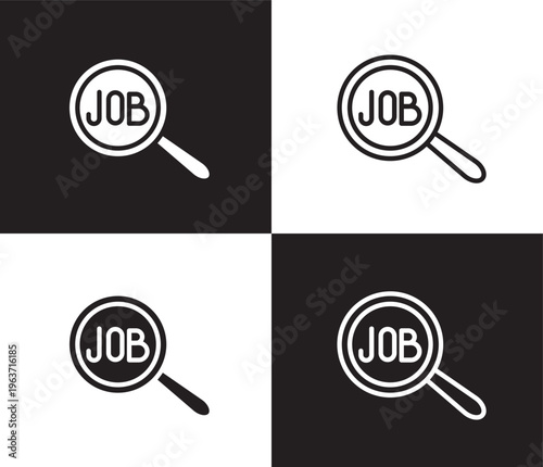 job search icon. Outline and filled job search icon from Human Resources collection. Thin line and Solid vectors isolated on black, white background. Editable job search symbol