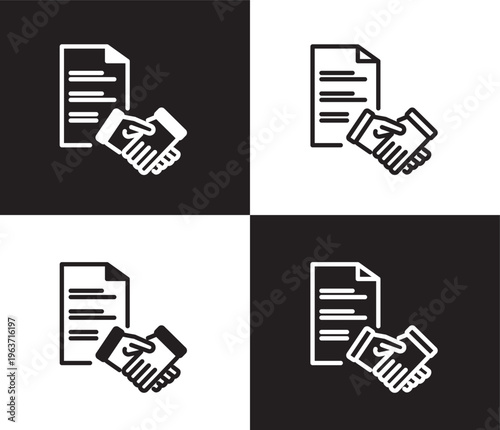 contract icon. Outline and filled contract icon from Human Resources collection. Thin line and Solid vectors isolated on black, white background. Editable contract symbol