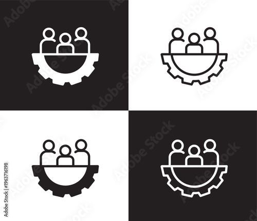 teamwork icon. Outline and filled teamwork icon from Human Resources collection. Thin line and Solid vectors isolated on black, white background. Editable teamwork symbol