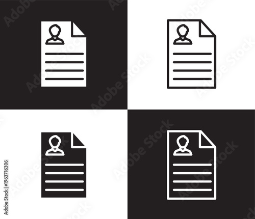 resume icon. Outline and filled resume icon from Human Resources collection. Thin line and Solid vectors isolated on black, white background. Editable resume symbol