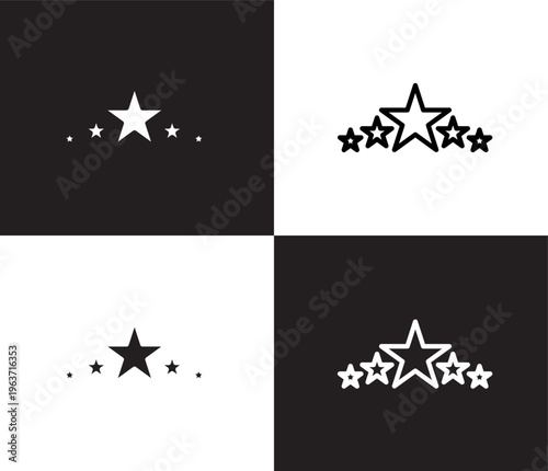 five stars icon. Outline and filled five stars icon from hotel and restaurant collection. Thin line and Solid vectors isolated on black, white background. Editable five stars symbol