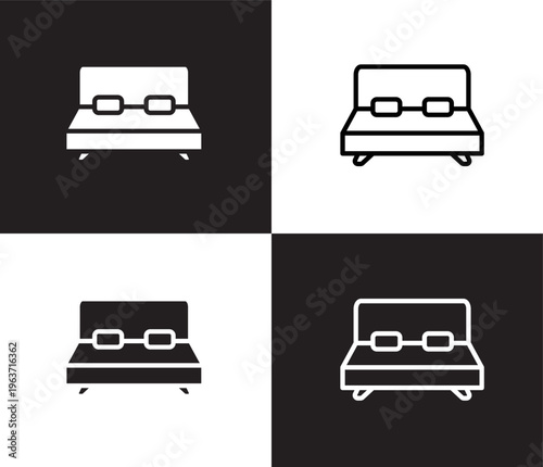 double bed icon. Outline and filled double bed icon from hotel and restaurant collection. Thin line and Solid vectors isolated on black, white background. Editable double bed symbol