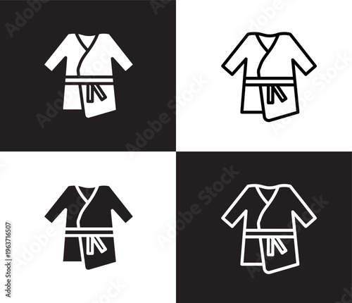 bathrobe icon. Outline and filled bathrobe icon from hotel and restaurant collection. Thin line and Solid vectors isolated on black, white background. Editable bathrobe symbol