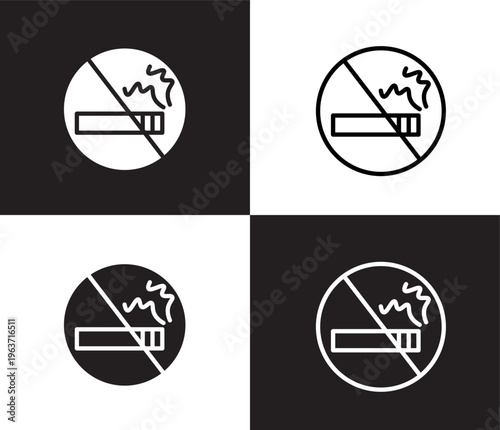 no smoking icon. Outline and filled no smoking icon from hotel and restaurant collection. Thin line and Solid vectors isolated on black, white background. Editable no smoking symbol