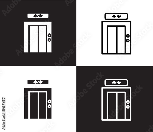 elevator icon. Outline and filled elevator icon from hotel and restaurant collection. Thin line and Solid vectors isolated on black, white background. Editable elevator symbol