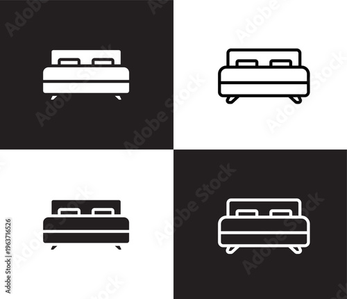 beds icon. Outline and filled beds icon from hotel and restaurant collection. Thin line and Solid vectors isolated on black, white background. Editable beds symbol