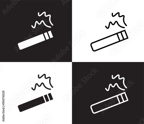 smoking icon. Outline and filled smoking icon from hotel and restaurant collection. Thin line and Solid vectors isolated on black, white background. Editable smoking symbol