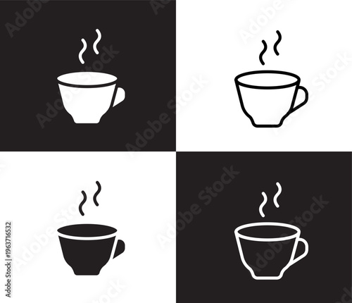 coffee icon. Outline and filled coffee icon from hotel and restaurant collection. Thin line and Solid vectors isolated on black, white background. Editable coffee symbol