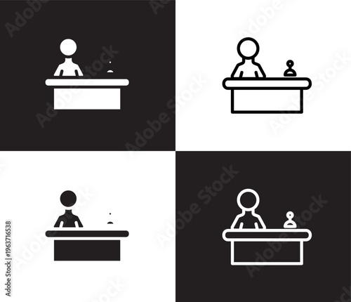 reception icon. Outline and filled reception icon from hotel and restaurant collection. Thin line and Solid vectors isolated on black, white background. Editable reception symbol