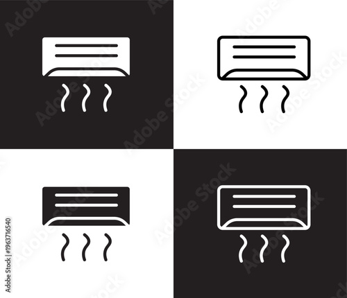 air conditioner icon. Outline and filled air conditioner icon from hotel and restaurant collection. Thin line and Solid vectors isolated on black, white background. Editable air conditioner symbol