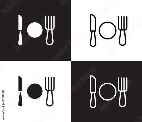 meal icon. Outline and filled meal icon from hotel and restaurant collection. Thin line and Solid vectors isolated on black, white background. Editable meal symbol