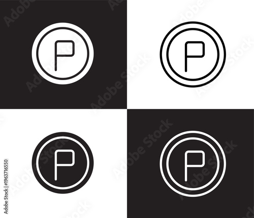 parking icon. Outline and filled parking icon from hotel and restaurant collection. Thin line and Solid vectors isolated on black, white background. Editable parking symbol
