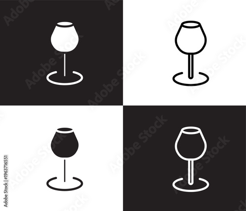 wine glass icon. Outline and filled wine glass icon from hotel and restaurant collection. Thin line and Solid vectors isolated on black, white background. Editable wine glass symbol