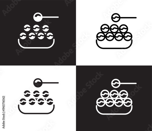 takoyaki icon. Outline and filled takoyaki icon from hotel and restaurant collection. Thin line and Solid vectors isolated on black, white background. Editable takoyaki symbol