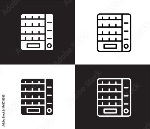 vending machine icon. Outline and filled vending machine icon from hotel and restaurant collection. Thin line and Solid vectors isolated on black, white background. Editable vending machine symbol