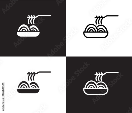 spaghetti icon. Outline and filled spaghetti icon from hotel and restaurant collection. Thin line and Solid vectors isolated on black, white background. Editable spaghetti symbol