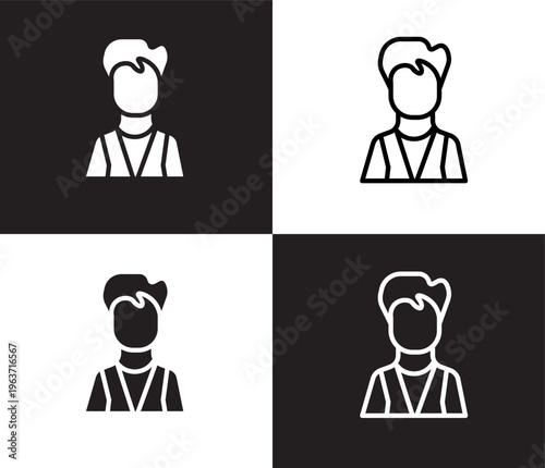 valet icon. Outline and filled valet icon from hotel and restaurant collection. Thin line and Solid vectors isolated on black, white background. Editable valet symbol