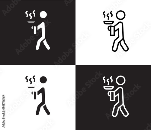 servant icon. Outline and filled servant icon from hotel and restaurant collection. Thin line and Solid vectors isolated on black, white background. Editable servant symbol
