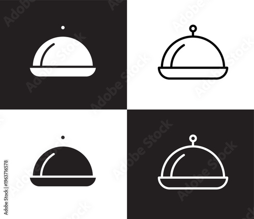 restaurant tray icon. Outline and filled restaurant tray icon from hotel and restaurant collection. Thin line and Solid vectors isolated on black, white background. Editable restaurant tray symbol