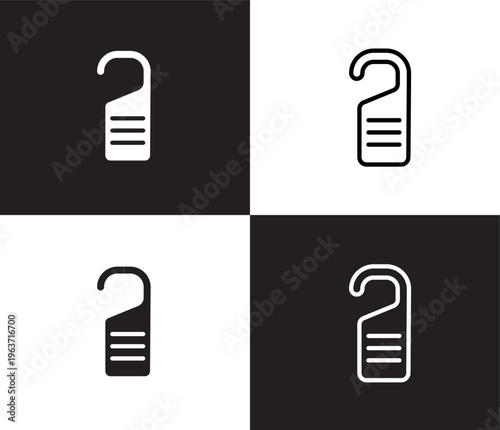 door hanger icon. Outline and filled door hanger icon from hotel and restaurant collection. Thin line and Solid vectors isolated on black, white background. Editable door hanger symbol