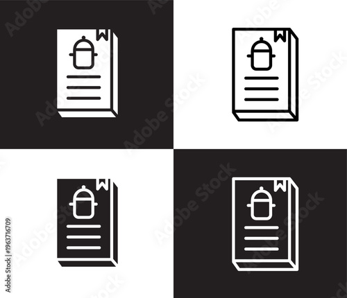 cookbook icon. Outline and filled cookbook icon from hotel and restaurant collection. Thin line and Solid vectors isolated on black, white background. Editable cookbook symbol