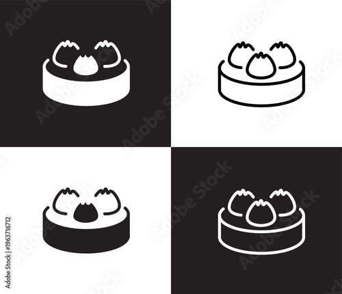 dim sum icon. Outline and filled dim sum icon from hotel and restaurant collection. Thin line and Solid vectors isolated on black, white background. Editable dim sum symbol