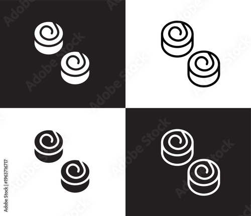 cinnamon roll icon. Outline and filled cinnamon roll icon from hotel and restaurant collection. Thin line and Solid vectors isolated on black, white background. Editable cinnamon roll symbol