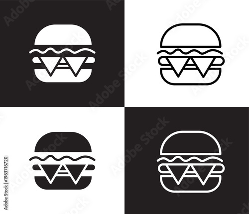 cheese burger icon. Outline and filled cheese burger icon from hotel and restaurant collection. Thin line and Solid vectors isolated on black, white background. Editable cheese burger symbol