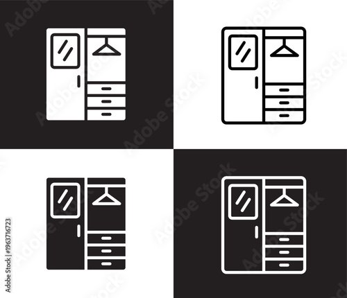 checkroom icon. Outline and filled checkroom icon from hotel and restaurant collection. Thin line and Solid vectors isolated on black, white background. Editable checkroom symbol