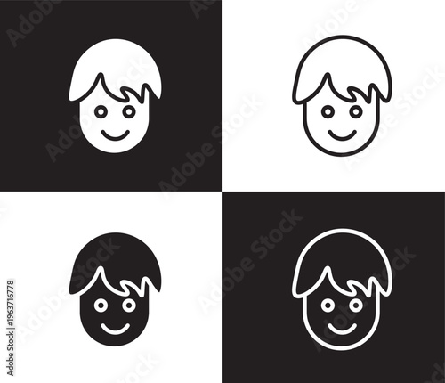 boy icon. Outline and filled boy icon from health and medical collection. Thin line and Solid vectors isolated on black, white background. Editable boy symbol