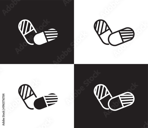 pills icon. Outline and filled pills icon from health and medical collection. Thin line and Solid vectors isolated on black, white background. Editable pills symbol