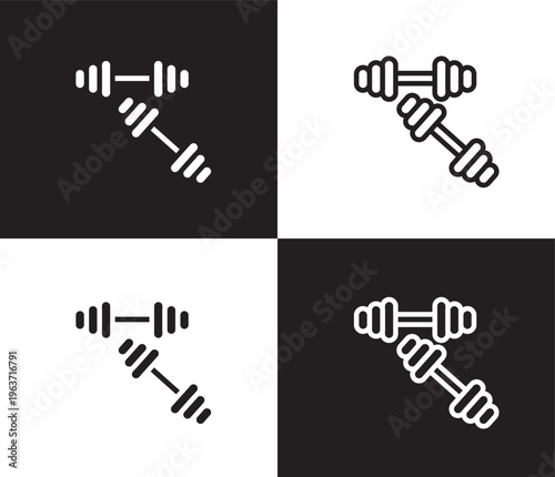 dumbbells icon. Outline and filled dumbbells icon from health and medical collection. Thin line and Solid vectors isolated on black, white background. Editable dumbbells symbol