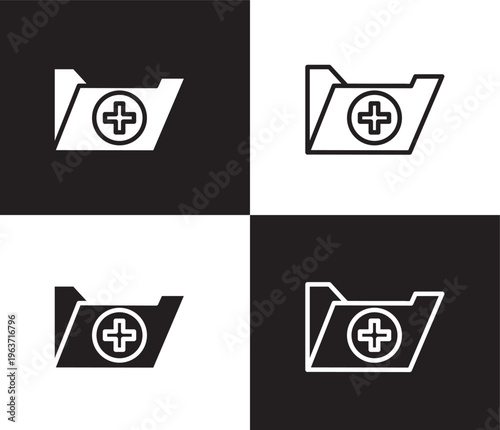 records icon. Outline and filled records icon from health and medical collection. Thin line and Solid vectors isolated on black, white background. Editable records symbol