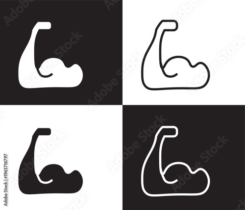 biceps icon. Outline and filled biceps icon from health and medical collection. Thin line and Solid vectors isolated on black, white background. Editable biceps symbol